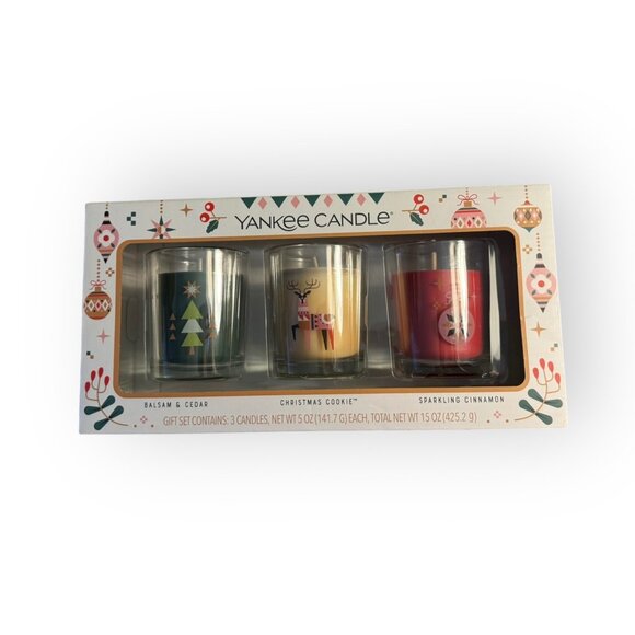 Yankee Candle Holiday Trio – Balsam & Cedar, Christmas Cookie, Sparkling Cinnamo - Picture 1 of 5